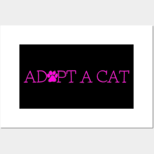 Adopt A Cat Pink And Black Posters and Art
